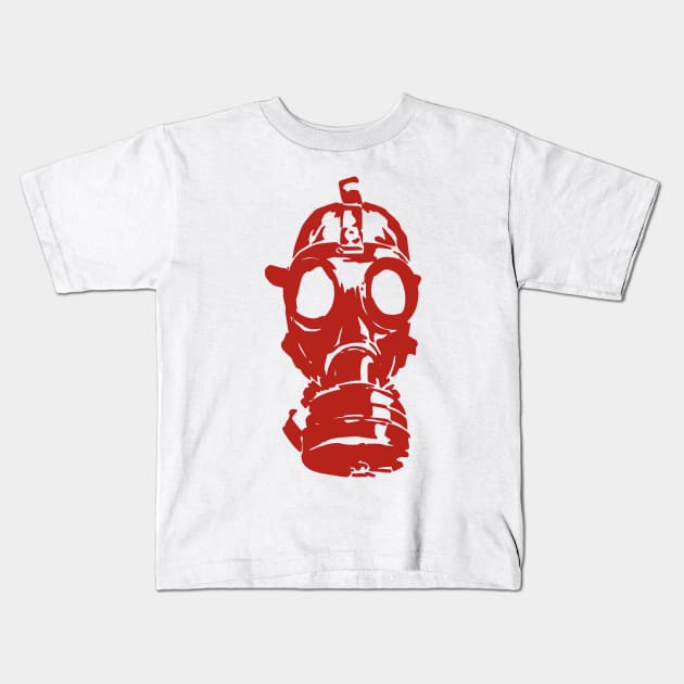 Vintage Gas Mask -- Red Edition Kids T-Shirt by CeeGunn